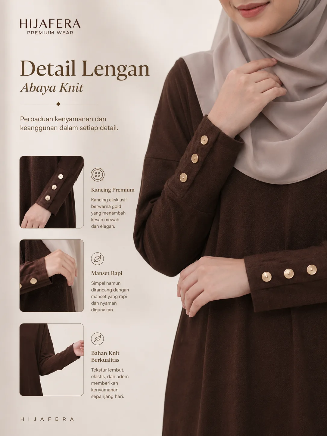 Batwing Abaya - Gamis KNIT RIB Premium - Coffee