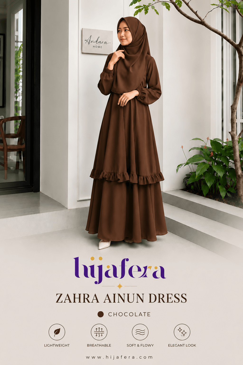 Zahra Ainun Dress - Coffee