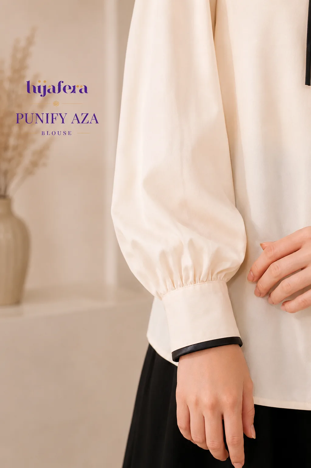 Punify Aza Blouse – Elegant Ruffle Neck Blouse with Ribbon Detail