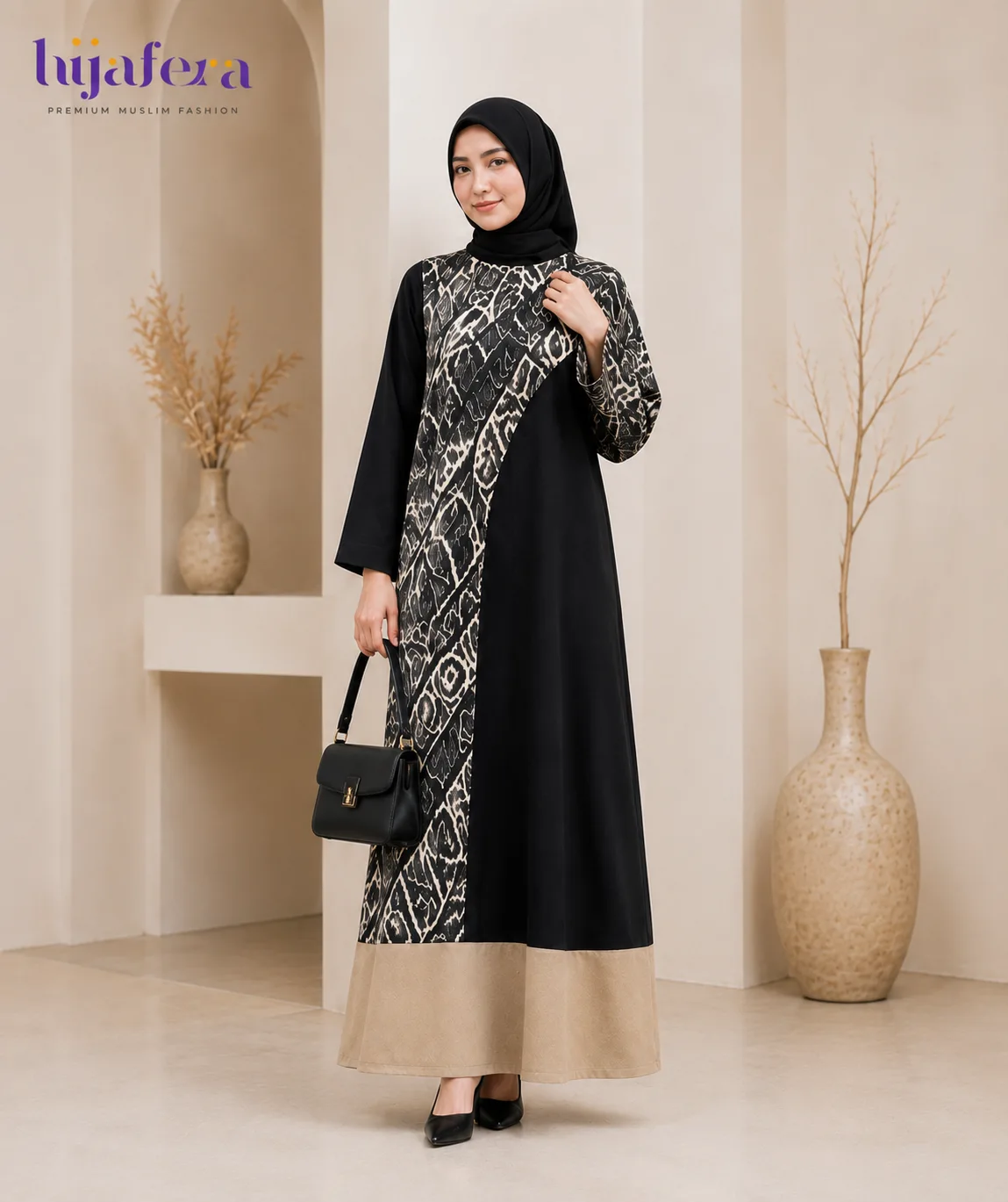PUNIFY AZAHRA – Premium Modest Dress with Artistic Pattern