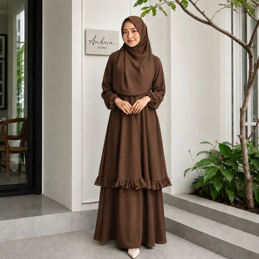 Zahra Ainun Dress - Coffee