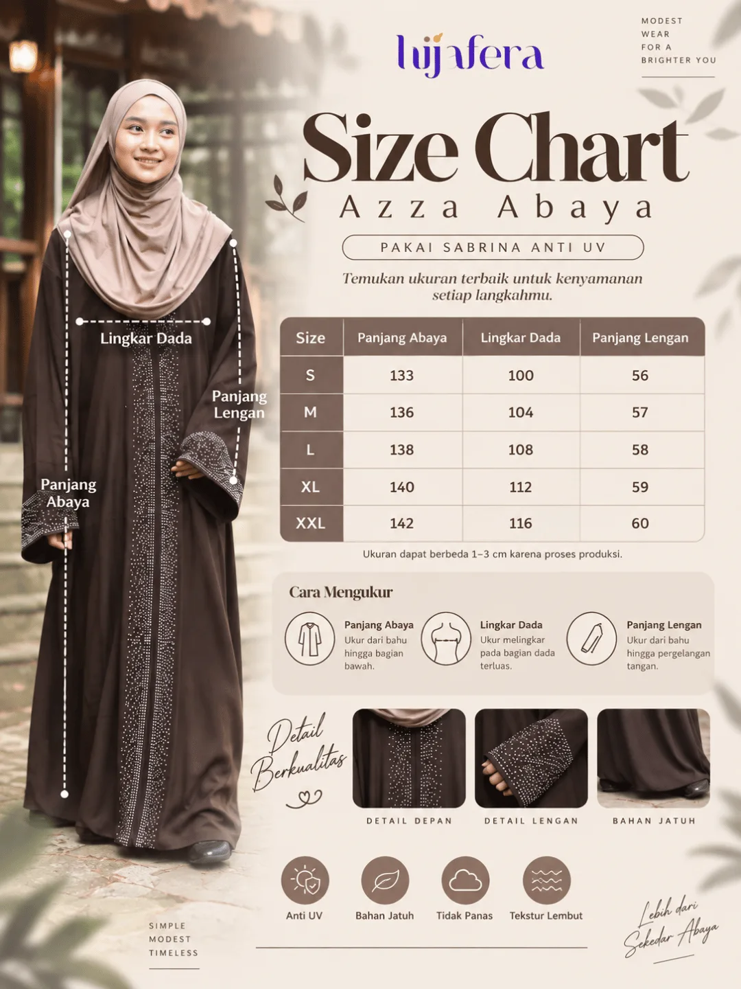 Azza Abaya Anti-UV Flowy & Elegant | Hijafera