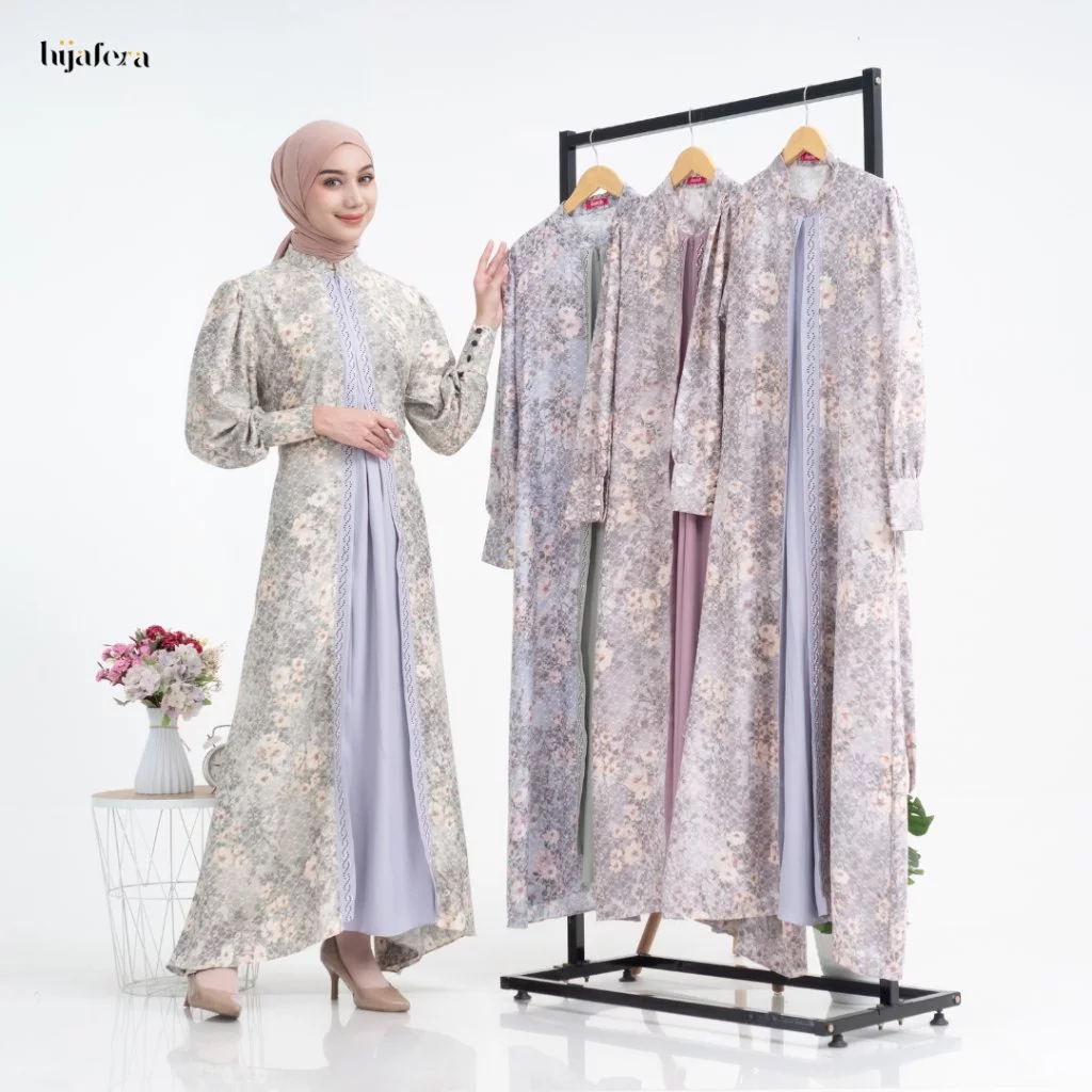 Ammara Floral Abaya Fake Outer Cerutty Silk | Hijafera