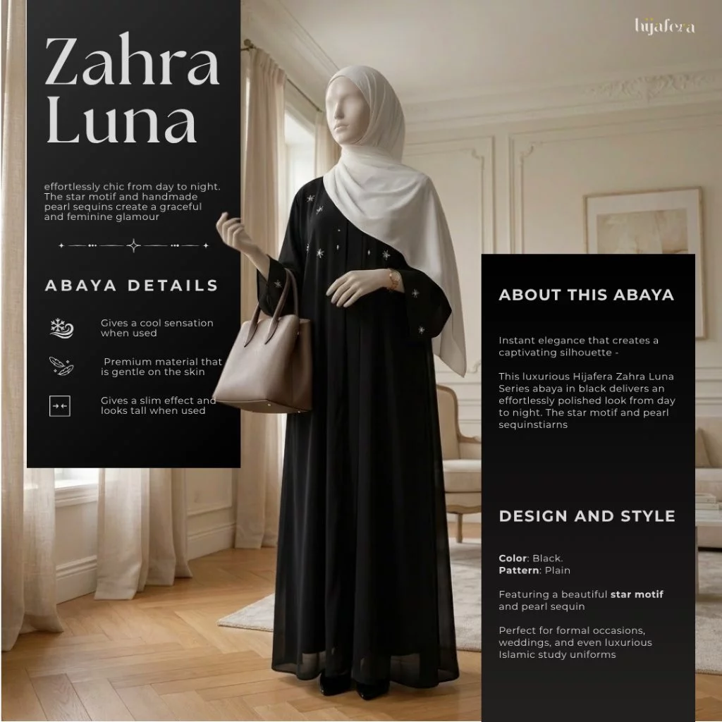 Zahra Luna Dress Abaya Payet | Hijafera