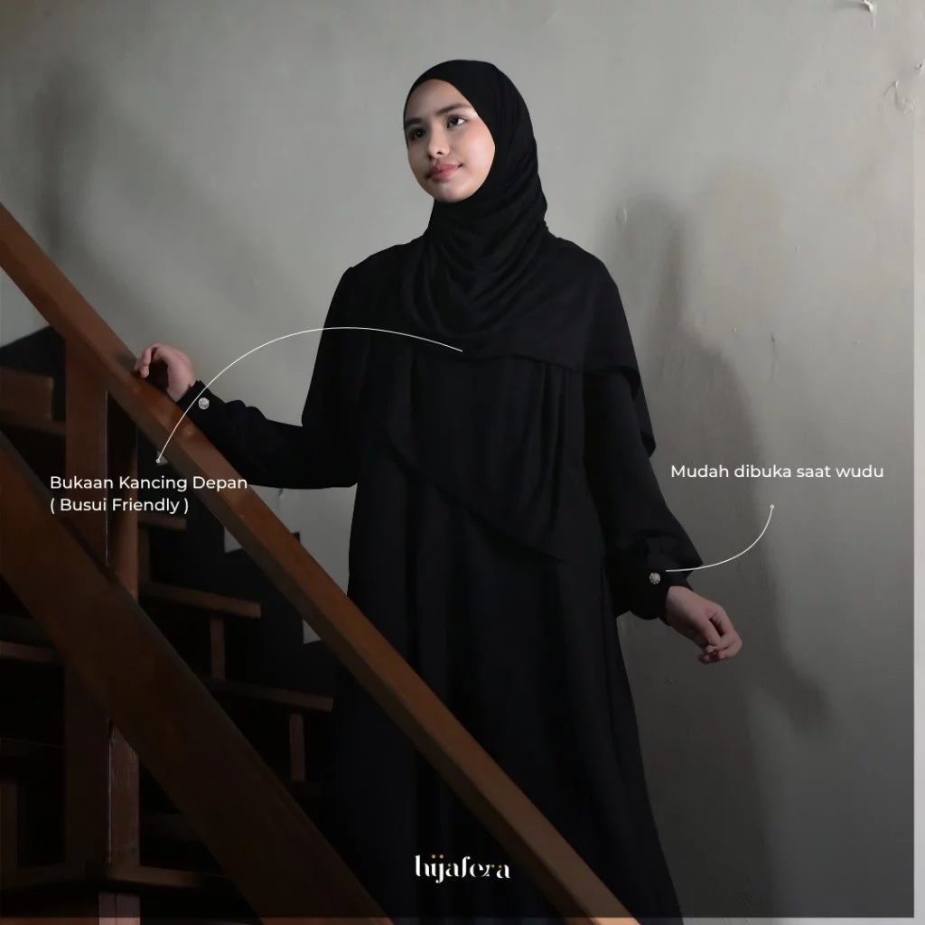 Halia Button Abaya – Minimalist Flowy Dress with Full Front Buttons |  Hijafera