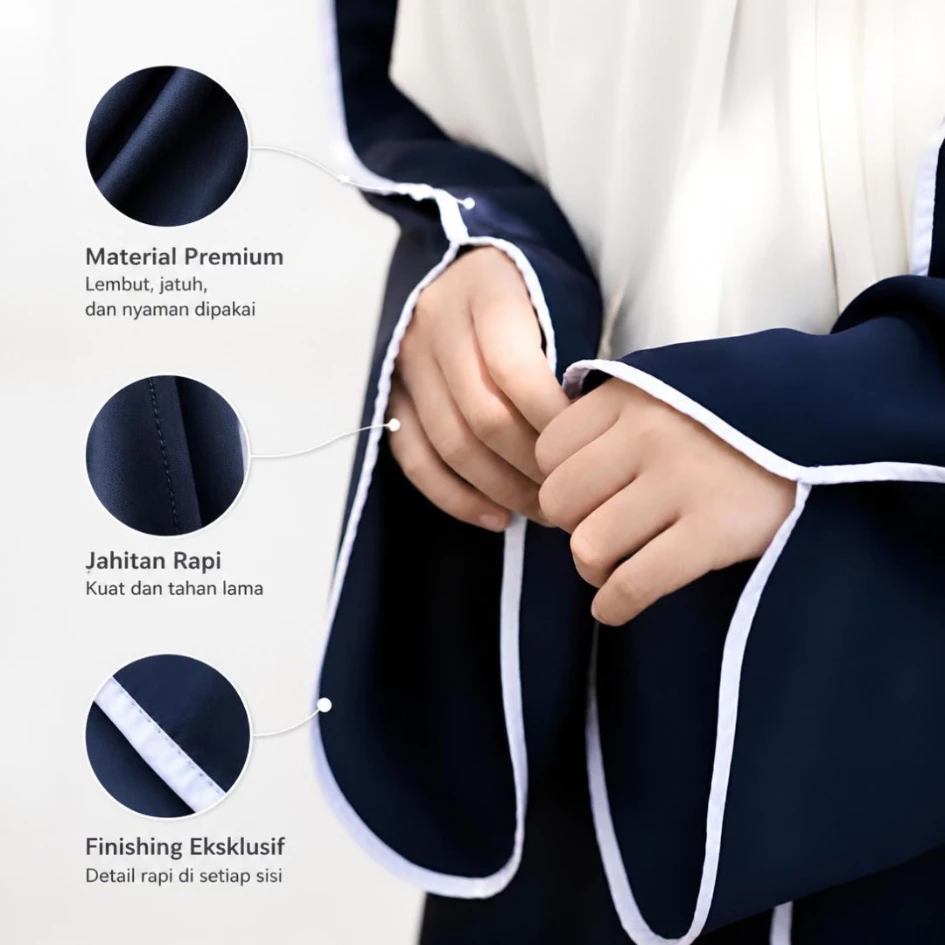 Abaya Satin Double Face Premium Ammara One Set Flowy Anti UV | Hijafera