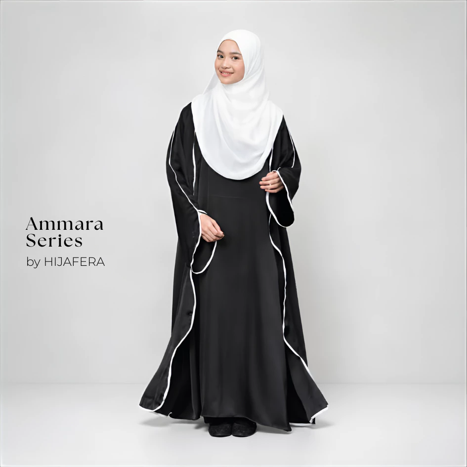 Abaya Satin Double Face Premium Ammara One Set Flowy Anti UV | Hijafera